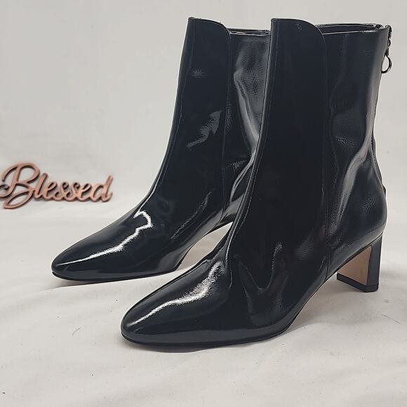 AEYDE DONNA 55MM BLACK PATENT CALF LEATHER MADE IN SPAIN LADIES 35 NWOB GORGEOUS - Picture 1 of 16